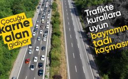 Akın akın gidiyorlar: Bayram trafiği havadan görüntülendi…